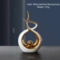 Modern white and gold abstract sculpture ornament in small size for home decor - Morning Song Short Style White Gold - Small