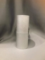 Close-up of silver PU leather cylindrical makeup brush storage case with snap button - Silver