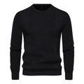 Maglione da uomo in maglia a nido d'ape nera con girocollo e motivi a treccia classica - S / Nero