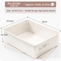 Creamy white plastic underwear storage box for bras with lid, 33x25.5x12.5cm size - No Compartments with Lid / Moonlight White - Bra Box