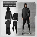 Men's 5-piece athletic set in space grey quick-dry fabric for gym and running - S / Top And Bottom / Dark Gray