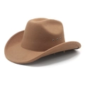 Chapeau de cowboy occidental respirant en feutre avec œillets métalliques et bord large - M (56-58cm) / Kaki