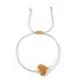 Bracciale intrecciato grigio argento fatto a mano con ciondolo mappa Africa dorato e cordino - Grigio Argento (X-B25021903J)