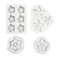 Lot de quatre moules en silicone en forme de fleur de frangipanier pour fondant ou résine - Collection Mixte Grise / Gris