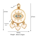 Gold-plated copper heart evil eye pendant with white enamel and blue zircon stones - White Heart Pendant L296858
