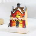 Glow Toy Land Christmas resin house with red brick walls, snow roof, and warm LED lights - 2023 New Style A