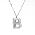 Collar de acero inoxidable con colgante de letra B burbuja en color plata para mujer - Color Acero Letra B (钢色B)