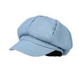 Light blue denim octagonal newsboy hat for women with a vintage street style design - M (56-58cm) / Light Blue