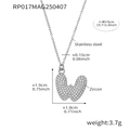 Silver stainless steel necklace with zircon initial W pendant including measurements - Rp017-w Letter Steel Necklace 40+5cm