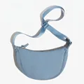 Sky blue nylon crescent crossbody bag with adjustable strap and textured fabric finish - Light Blue