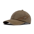 Gorra de béisbol de algodón lavado verde oliva con bordado de letras y placa metálica - Caqui