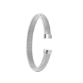 Detailed view of a silver C-shaped steel cuff bracelet featuring a unique spiral texture - 8mm Silver Open Bangle