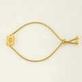 Adjustable 18K gold letter G pendant bracelet with frosted finish for women - Gold G