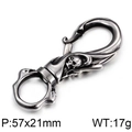 Llavero de calavera en acero inoxidable 304 con gancho giratorio, estilo punk, 57x21mm - Grande (KY1276-KJX) / 57x21mm/17g
