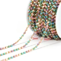 2mm and 3mm colorful beaded gold chains for DIY punk jewelry and necklaces - 5-Color Enamel 3mm Beads-Pink Gold