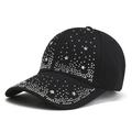 Schwarze Damen-Baseballkappe mit glitzernden Strasssteinen und Sternnieten-Verzierung - Erwachsene / Schwarz
