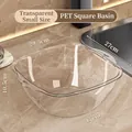 Transparent PET square washbasin with handles 29.5x27x10.5cm for bathroom use - Small Transparent
