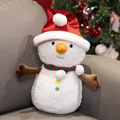 Plush snowman toy with red sequin hat and striped scarf for Christmas home decor - Snowman with Santa Hat & Scarf / 15CM