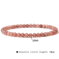 Natural 4mm pink crystal stone beaded bracelet with 19cm elastic band length - 4mm Dark Pink Stone