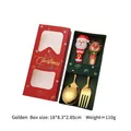Golden stainless steel Christmas spoon and fork set with Santa Claus and reindeer handles - Big Figure Style C 2PCS Set / Silver