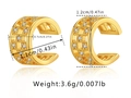 Detailed view of gold butterfly ear cuff showing dimensions of 1.2cm height and 3.6g weight - Geometric Grid (KE0877)
