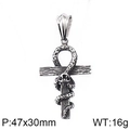 Gothic silver stainless steel snake ankh cross pendant measuring 47x30mm and 16g weight - Snake Wrapped Ankh Cross Pendant(KP59646-BD)