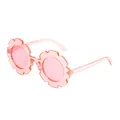 Pink flower-shaped kids sunglasses with transparent plastic frames for children - Transparent Pink