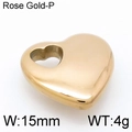 Ciondolo a cuore in oro rosa lucido, larghezza 15 mm e peso 4 g per gioielli - Cuore lucido oro rosa 15mm(KLJ4906-Z)