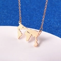 Minimalist world map pendant necklace in rose gold stainless steel with a cable chain - LN1188 Map Silhouette / Rose Gold