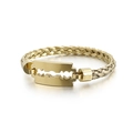 Bracciale da uomo in acciaio inossidabile placcato oro 18k intrecciato con ciondolo lama - Oro(KB130548-KFC)