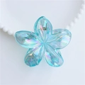 Iridescent light blue frangipani flower hair claw clip with holographic pearly finish - 8cm Iridescent Blue