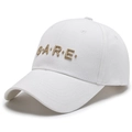 Weiße Baseballkappe mit goldener C.A.R.E. Stickerei und minimalistischem Design - C.A.R.E Stickerei-Stil / Weiß