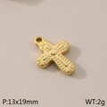 Poliertes Gold Edelstahl Kreuzanhänger mit geprägten Details, Größe 13x19mm - Vintage Geprägtes Gleichseitiges Kreuz (KLJ433-Z)