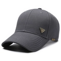 Men's dark grey baseball cap with checkered fabric and triangular metal sport badge - Adjustable / Gray