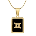 Pendente quadrato Gemelli in acciaio inossidabile placcato oro 18K con catena a serpente - Gemelli