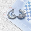 Macro view of silver star and moon charms with iridescent inlay and dimensions - 22# Rhinestone Moon and Stars