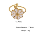 Detail mit 17,4 mm Innendurchmesser und Abmessungen des goldenen Blumenrings aus Edelstahl - Weiß