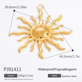 Gold plated stainless steel sunburst pendant diy charm for jewelry making pj91411 - Gold Sunburst Pendant (PJ91411)