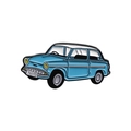 Vintage Emaille-Anstecknadel blaues Auto mit weißem Dach und 790TD-Kennzeichen - Blaues Fliegendes Auto Stil(QHXZ2820)