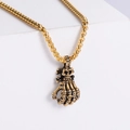 Collana con pendente a forma di teschio e artiglio stile punk gotico in oro 304 - Oro (Senza Catena)