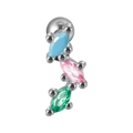 Orecchino in acciaio inossidabile con zirconi marquise blu rosa e verde - #9 (Marquise Tripla Verticale)
