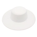 Elegant white flat top wide brim wool felt hat in a minimalist French vintage style - Large Round Top / White