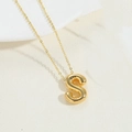 14K gold plated initial S necklace with a puffy balloon style pendant for women - Letter S