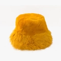 Cappello a secchiello in finta pelliccia color zenzero per l'inverno da donna - Giallo