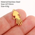 Golden stainless steel jellyfish charm pendant for DIY jewelry, 10x19mm size - Jellyfish / Gold