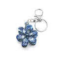 Handmade blue crystal flower keychain with alloy clasp and faceted beads - 4.5*12cm / Sapphire Blue