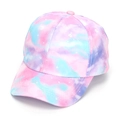 Kids baseball cap featuring a pink, purple, and blue gradient galaxy tie-dye pattern - 52-54cm / 1# Pink Blue Starry
