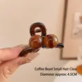 Brown amber resin hair claw clip with large round beads for high ponytail, 4.5cm diameter - #3 Same Size Amber Color 4.5cm