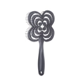 Professional dark gray vented hair brush with unique hollow flower design for volume - Four-leaf Clover / Clover - Black