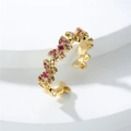 Elegant gold open ring featuring red butterfly zircons in a minimalist style - Adjustable Open / Gold Rose Red Zirconia